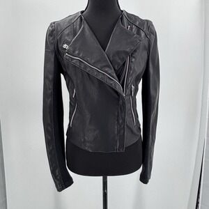 Blanknyc Faux Leather Motorcycle‎ Jacket Women XS Black Biker Jacket Grunge Goth